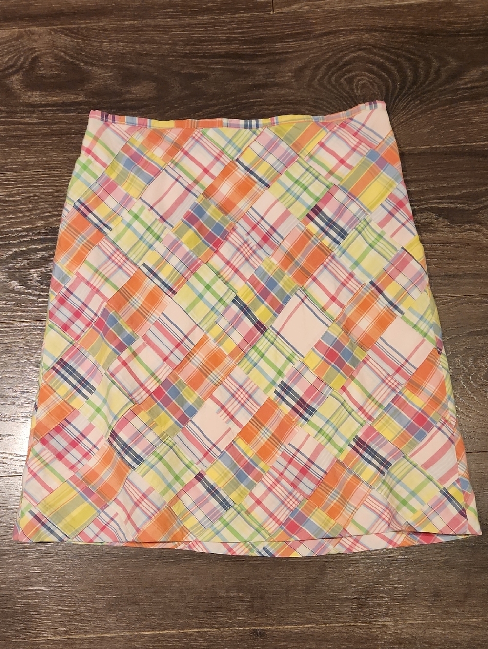 ❤️ BROOKS BROTHERS MADRAS PATCHWORK PLAID A-LINE SKIRT, COTTON, 6 (28)
